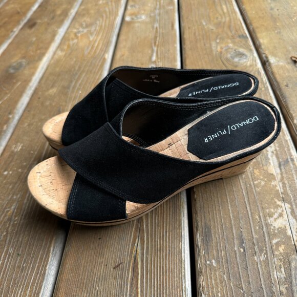 EUC Donald Pliner Black CrissCross Dakota Cork Wedges in Women's 9 - Picture 5 of 11